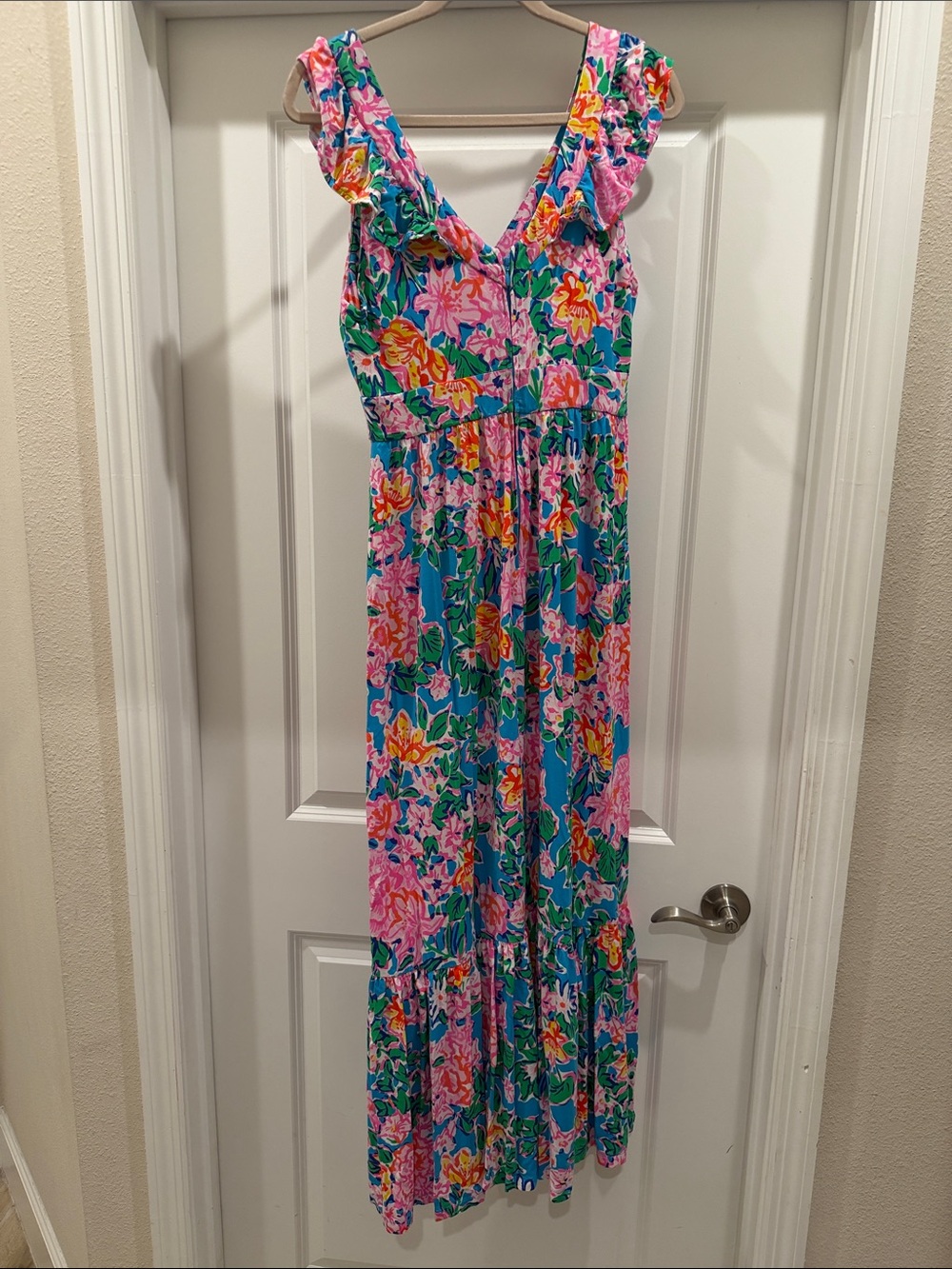 Lilly Pulitzer Vibrant Floral Maxi Dress - Blue & Pink - Size 10 - Picture 5 of 9
